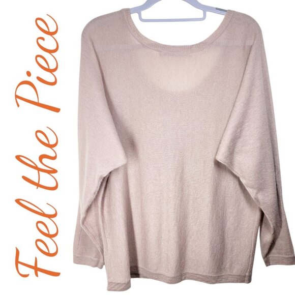 FEEL THE PIECE 100% CASHMERE SEMI SHEER BEIGE SWEATER MINIMALIST, MEDIUM - Picture 2 of 9